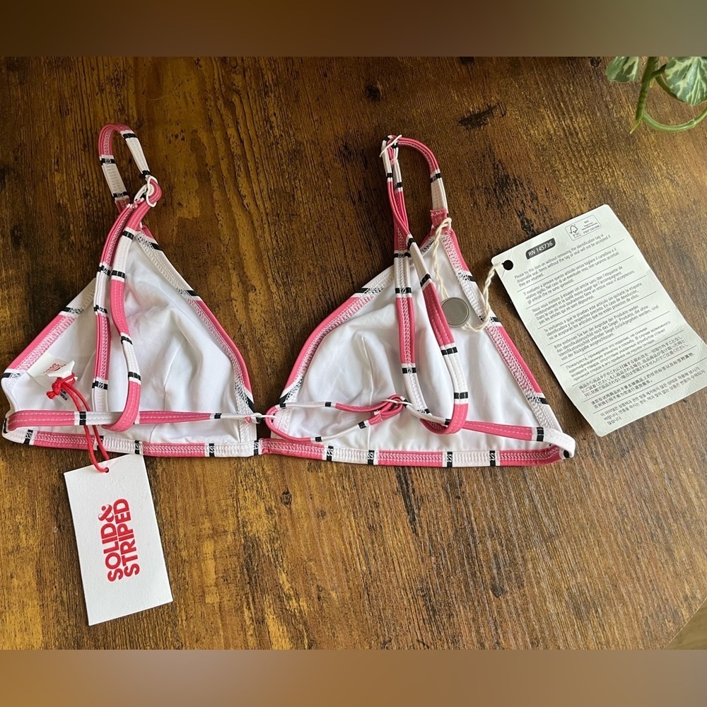 Solid & Striped The Lulu Top Cosmic Stripe Bikini Top NWT Size M Pink White - Picture 3 of 6
